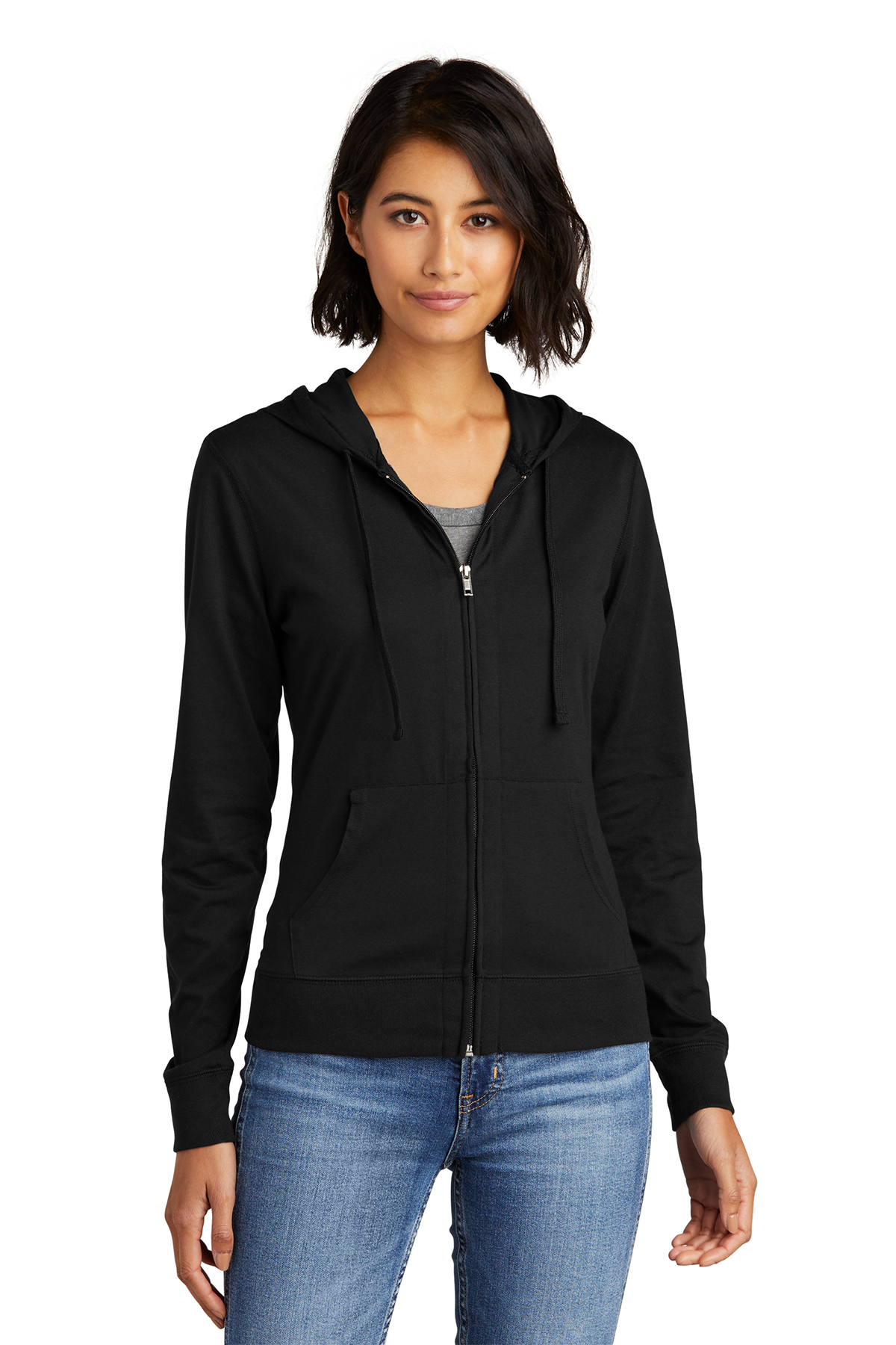 District ® Women’s Fitted Jersey Full-Zip Hoodie - Image 2