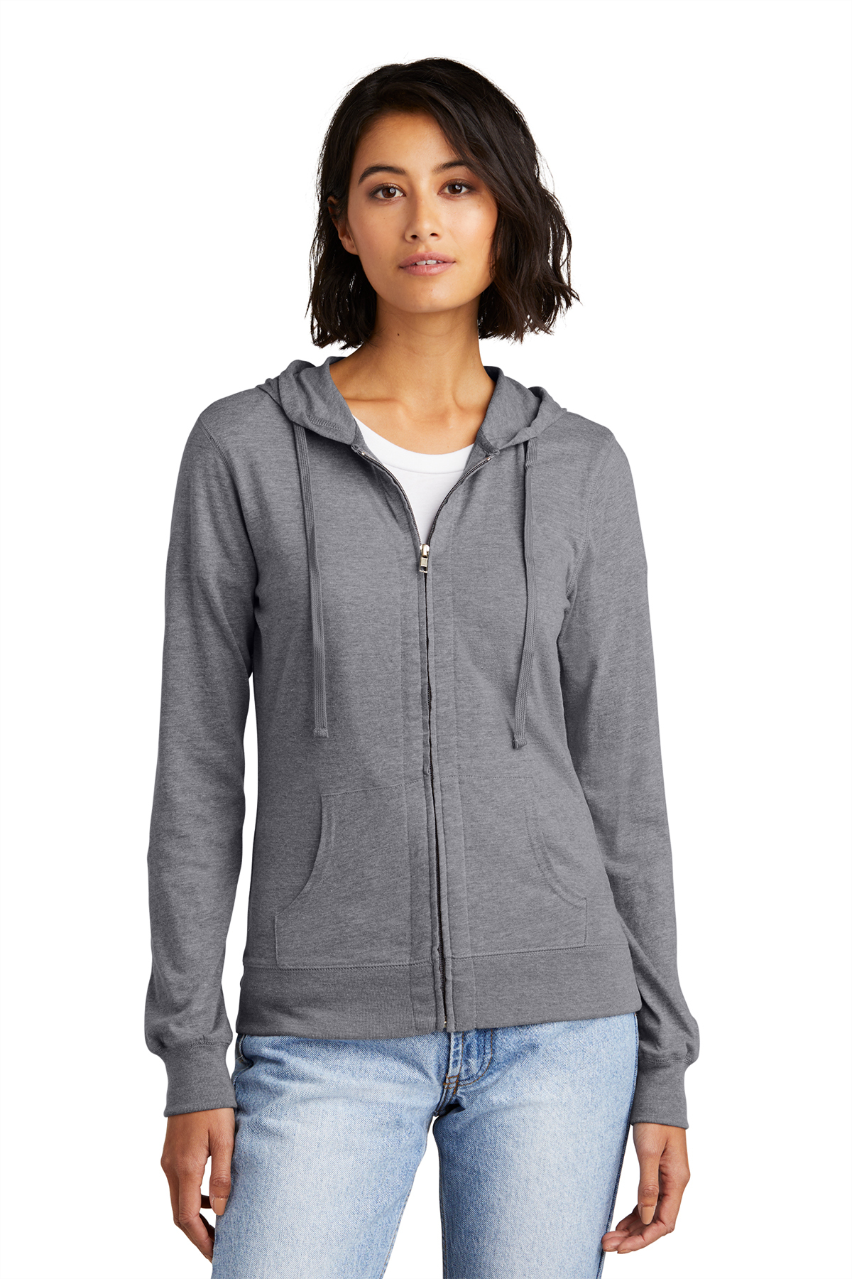 District ® Women’s Fitted Jersey Full-Zip Hoodie - Image 3